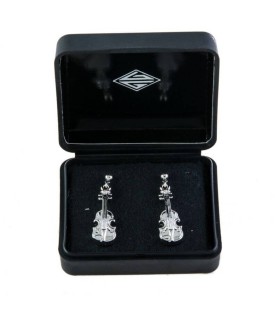 Pendientes plateados 3D violín