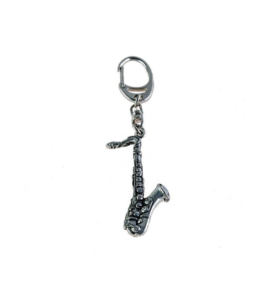 Llavero plateado saxofón